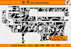 AR 15 engraving, Scroll laser design, Ornamental scrollwork, Firearm vector files, AR15 scroll pattern, EZCAD laser, Firearms laser engraving files, Laser cut svg, Gun engraving art, Scroll vector design