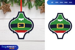 Elf Cloth Arabesque Tile Ornament, Christmas Ornament Product Image 1