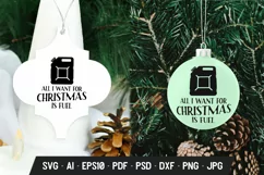 All I want for Christmas is Fuel silhouette design preview on arabesque and Christmas ball
