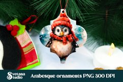 Christmas arabesque ornament design | Cute penguin arabesque