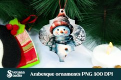 Arabesque Christmas Snowman ornament sublimation design