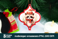 Arabesque Christmas raccoon ornaments sublimation PNG design Product Image 1