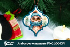 Arabesque Christmas owl ornaments sublimation design Product Image 1