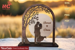 Romantic Couple Under Tree Laser Cut Files - Love Sign SVG Product Image 1