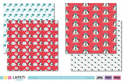 Adorable penguin and igloo digital papers for winter crafts, cards, and scrapbook projects.