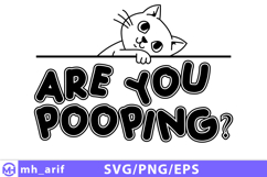 Funny Bathroom Cat Hand-Drawn SVG PNG Design Product Image 1