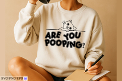 Funny Bathroom Cat Hand-Drawn SVG PNG Design Product Image 4
