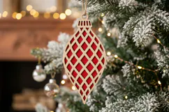 Argyle Christmas Ornament SVG Laser Cut, Holiday Decor File Product Image 2
