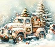Christmas truck & snowman | Watercolor tumbler sublimation P Product Image 4