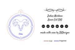 Aries Necklace Laser Cut SVG Product Image 2