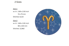 Aries Embroidery Design - Astrological Embroidery Pattern Product Image 2