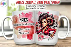 Zodiac Sign Mug Wrap PNG, Aries 15oz Sublimation Design Product Image 1
