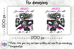 Snarky Skeleton Zodiac Sign Mug Wrap, Aries Zodiac Mug Product Image 2