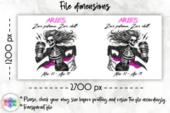 Snarky Skeleton Zodiac Sign Mug Wrap, Aries Zodiac Mug Product Image 2