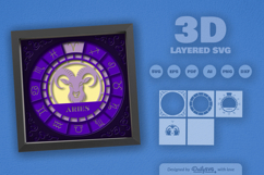 Aries Zodiac 3D Shadow Box Layered Papercut Product Image 3