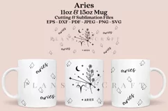 aries zodiac coffee mug sublimation wrap glass mug wrap svg presized for 11oz and 15oz glass ready to cut and sublimation files