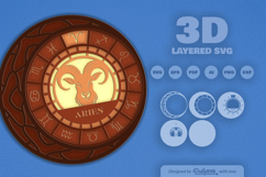 Aries Zodiac Layered Laser Cut Product Image 2