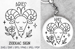 Aries Zodiac Sign SVG – mystical and cute ram with floral elements and stars. Perfect for astrology t-shirts, mugs, tote bags, stickers, planners, posters, birthday gifts, invitations, and horoscope projects.