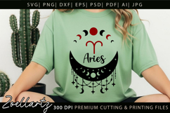 ARIES Zodiac Sign SVG for CRICUT Celestial Moon T-shirt Mug Product Image 1