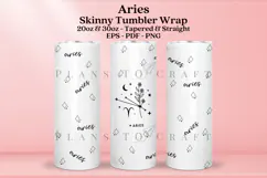 Aries zodiac skinny tumbler sublimation wrap with high resolution and transparant background are for 20oz and 30oz skinny tumbler