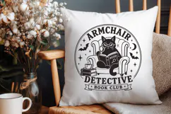 Armchair Detective Book Club SVG, Cozy Mystery Black Cat PNG Product Image 3