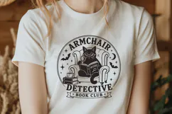 Armchair Detective Book Club SVG, Cozy Mystery Black Cat PNG Product Image 2