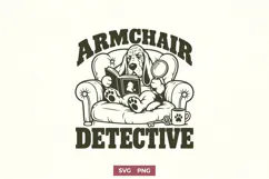 Armchair Detective SVG | Basset Hound Cozy Mystery Design Product Image 1