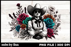 Western Woman Sublimation Design PNG Cowgirl Clipart Product Image 1