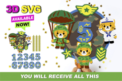 Soldier Cats cake topper 3D SVG Product Image 1