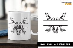 Crossed Arrows and Feathers with Split Design Monogram SVG Product Image 1