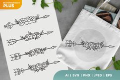 Bohemian Arrow Adorned with Blooming Flowers SVG Set Product Image 1