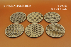 Art Decò Coasters 3 Vector File for Laser Cut - 6 Variations Product Image 3