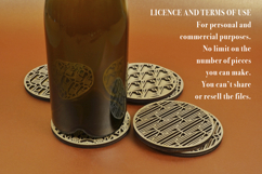 Art Decò Coasters 3 Vector File for Laser Cut - 6 Variations Product Image 5
