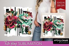 Vintage Flowers Tote Bag - Art Deco Tote Bag PNG Sublimation Product Image 1