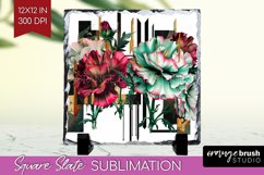 Vintage Flowers Slate PNG - Art Deco Square Slate Product Image 1