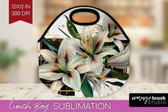 Vintage Flowers Lunch Bag - Art Deco Lunch Bug PNG Product Image 1