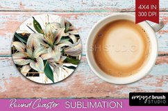 Vintage Flowers Round Coaster - Art Deco Coaster PNG Product Image 1