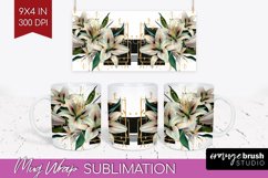 Vintage Flowers Mug Wrap - Art Deco Mug PNG Sublimation Product Image 1