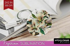 Vintage Flowers Keychain PNG - Art Deco Keychain Sublimation Product Image 1