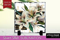 Vintage Flowers Slate PNG - Art Deco Square Slate Product Image 1