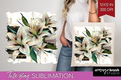 Vintage Flowers Tote Bag - Art Deco Tote Bag PNG Sublimation Product Image 1