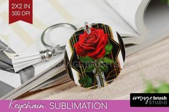 Vintage Flowers Keychain PNG - Art Deco Keychain Sublimation Product Image 1