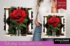 Vintage Flowers Tote Bag - Art Deco Tote Bag PNG Sublimation Product Image 1