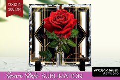 Vintage Flowers Slate PNG - Art Deco Square Slate Product Image 1