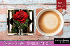 Vintage Flowers Square Coaster - Art Deco Coaster PNG Product Image 1
