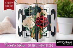 Vintage Flowers Tumbler Wrap - Art Deco Tumbler PNG Product Image 1