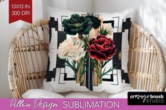 Vintage Flowers Pillow Sublimation - Art Deco Pillow Cover Product Image 1