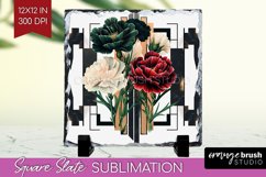 Vintage Flowers Slate PNG - Art Deco Square Slate Product Image 1