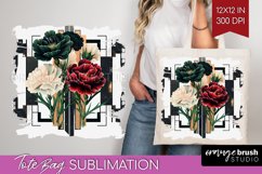 Vintage Flowers Tote Bag - Art Deco Tote Bag PNG Sublimation Product Image 1