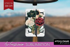 Vintage Flowers Air Freshener PNG - Art Deco PNG Sublimation Product Image 1
